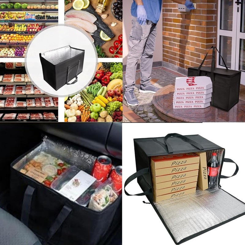 Insulated Cooler Collapsible Bag, Zipper Closure Keep Food Hot Or