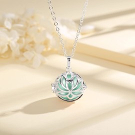 EUDORA Harmony Ball Lotus Pendant, Bola Chime Ball Pregnancy, Angel Caller Necklace, Jewellery Gift for Girls, Mother, Sister, Daughter, Women, Teacher, (76.2 cm, 20 mm), Copper, No Gemstone