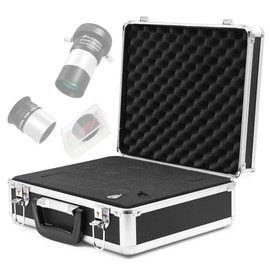 Astromania 1.25 Inch Telescope Eyepiece Case Fit Telescope Eyepiece, Filter, Barlow Lens, Diagonal Mirror and Other Telescope Accessories, Metal Aluminum Sturdy Carry Case for Better Astronomical