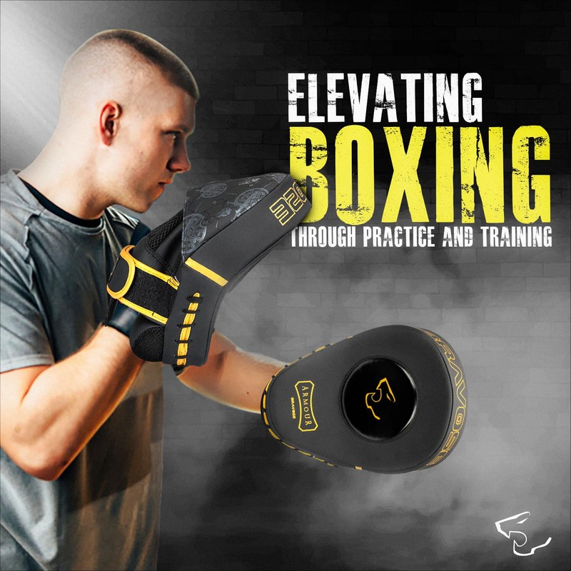 Bravose Armour Boxing Pads Focus Mitts Leather Round Curved Punching