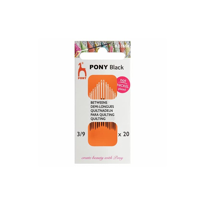 Pony Hand Sewing Needles: Betweens: Black with White Eye: Size