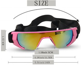 Dog Goggles Small Breed Dog Sunglasses, Adjustable Strap Windproof Anti-UV Glasses for Dogs Outdoor Eye Protection Red