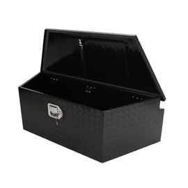 EASYBERG 39 Inch Trailer Tongue Tool Box, Heavy Duty Black Diamond Plate Aluminum Trailer Tool Box with Lock and Keys, 39" Waterproof Trailer Storage Box for Pickup Truck Bed