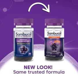 Sambucol Black Elderberry Gummies - Elderberry with Zinc and Vitamin C for Adults, Sambucus Elderberry Gummies, Immune Support Gummies - 30 Count, 3 Pack