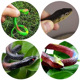 Shyflpopo 11 piezas de decoración realista de serpientes de goma para accesorios de jardín para asustar a pájaros, ardillas, ratones, juguetes de brom