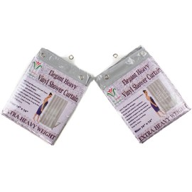 Venice Collections 2-Pack Heavy Duty 100% Water Repellent, 10 Mil, Durable Shower Curtain Liner with Reinforced Header, Rustproof Grommets, & Weighted Magnetic Hem Silver