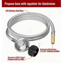 CALPOSE 6FT Propane Adapter Hose for Blackstone, Propane Hose with Regulator for Blackstone 17 & 22 Inch Tabletop Griddle, Gas Conversion Kit for Blackstone Connector to 5-40lb Propane Tank