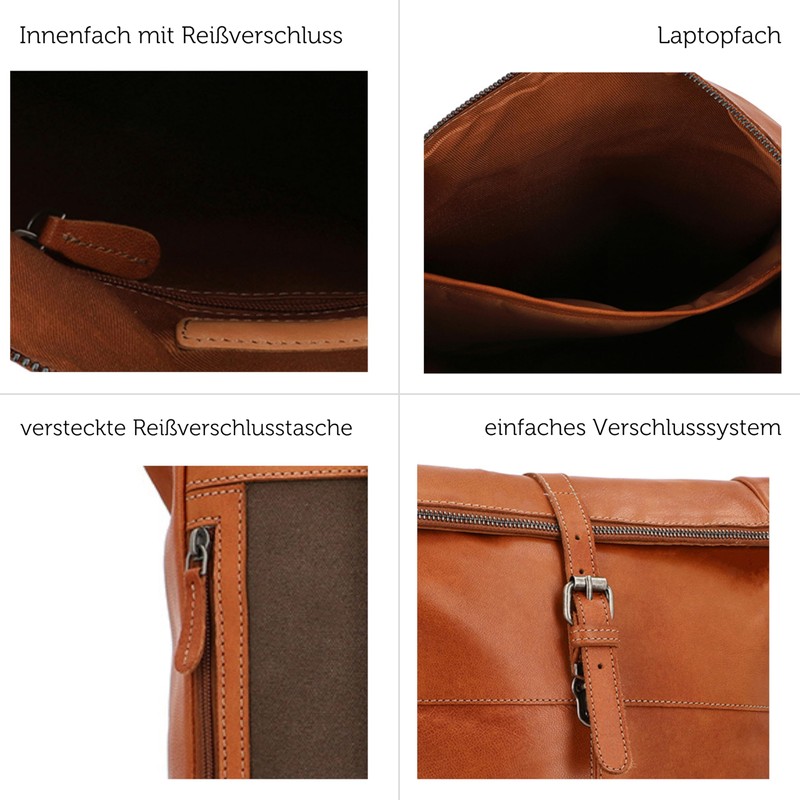 Gusti Valja Leather Backpack for Men and Women, Rolltop Laptop