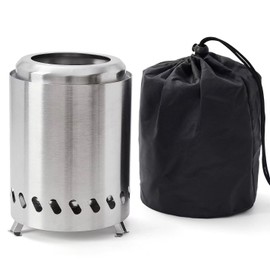 HPGJLEE Tabletop Fire Pit with Stand, Stainless Steel Mini Fire Stove, Smokeless Camping Outdoor Table Top Stove for Urban Suburbs, with Portable Travel Bag