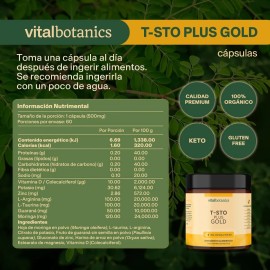 Testo Plus Gold 60 Capsulas 500mg Suplemento Vitalbotanics Sabor Sin sabor
