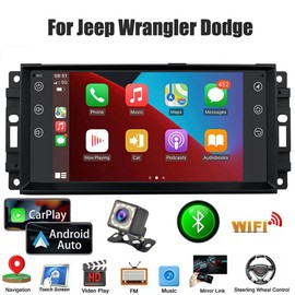 7 inch Android 11.0 Car Stereo Radio for Wrangler Car Radio Touch Screen with Wireless & Wired Carplay/Android Auto Built-in GPS Navigation Bluetooth WiF Mirror Link FM Radio Backup Camera