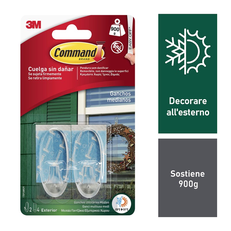 Command 17091AW – Pack of 2 Outdoor Oval Hooks, Medium