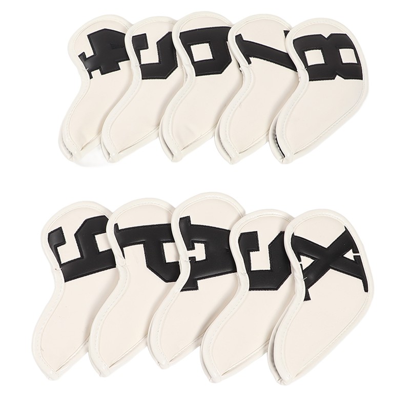 10pcs set PU Waterproof Golf Club Iron Cover Fine Sewing