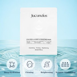 Jucundus Chlorella Deep Hydrating Mask,with Bio-Collagen,Hyaluroic Acid and Chorella | Sheet Facial Mask Skincare | Improves Hydrating,Firming,Glowing | Skin moisturizer masks,5ea