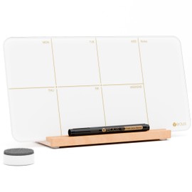 Desktop Glass Weekly Planner Whiteboard with Detachable Wood Stand,Small Portable Dry Erase Calendar to Do List White Board 12x6 for Office, Home, Schools, Marker&Eraser Included, Yeoux