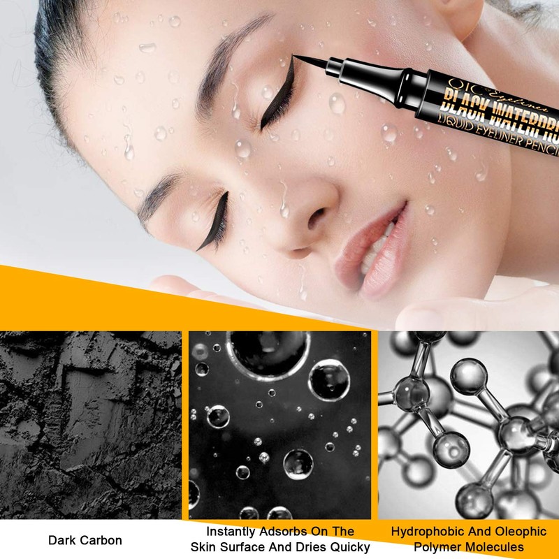 Magic Liquid Eyeliner, Black Waterproof Eye Liners, Long-Lasting, Sweatproof and