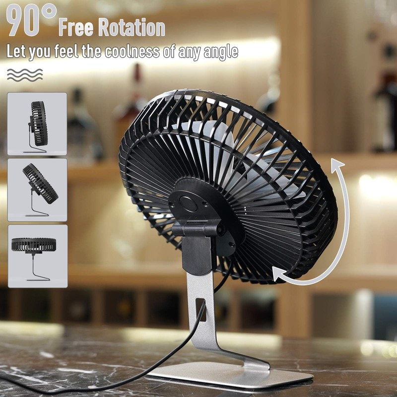 SLENPET 6 inch USB Desk Fan, Adjustable Tilt, 4 Speeds,