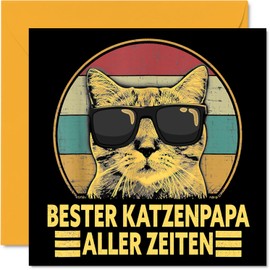 Stuff4 Birthday Card Funny Men - Best Cat Dad of All Times - Funny Happy Birthday Card for Dad Brother Husband Boyfriend Uncle 145 mm Jokes Greeting Cards