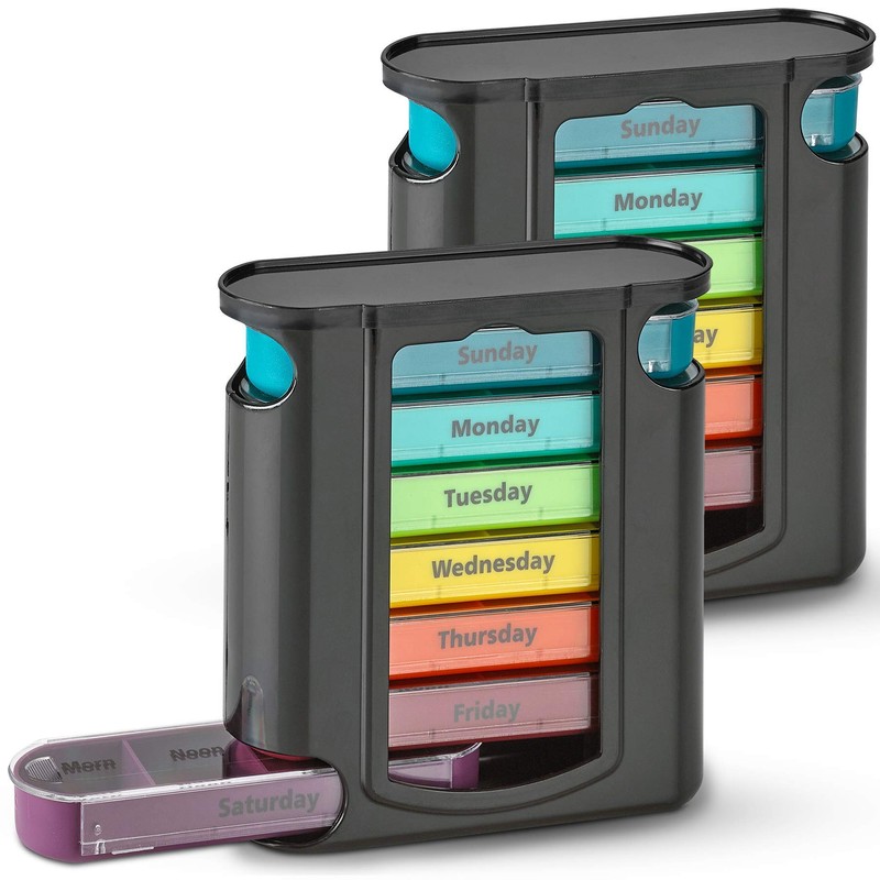 Stackable Daily Pill Organizer - 2 Pack, 4 Times a