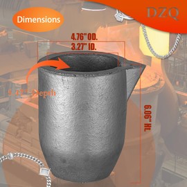 DZQ 6 KG Foundry Clay Graphite Crucible w/Spout Cap for Metal Melting Casting Refining Gold Silver Copper Brass Aluminum