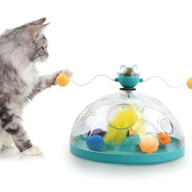 Mapille 4-in-1 Interactive Cat Toy, Kitten Feeder Stimulation Toy, Feather Toy, Cat Toy, Cat Toy Intelligence for Cats, Catnip Ball Toy, for Pets