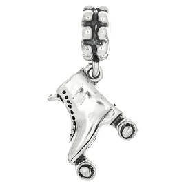 LGU Sterling Silver Oxidized Roller Skate Dangle Bead Charm