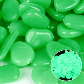 Mdurian Pack of 200 Luminous Stones Garden Glow in the Dark Pebbles Luminous Pebbles Fluorescent Stones for Home Garden Aquarium Decoration Light Green