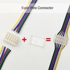 Biantie La Wire Connectors Quick Connect Terminal Block - 6-Pin Electrical Splice Crimp Set, Wire to Wire Junction Terminals Kit Compatible with 22-20 AWG LED Cable (10 Pack with Caps)