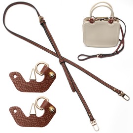 Anglekai Leather Purse Straps Replacement for Longchamp Mini Bag, Adjustable Leather Crossbody Bag Strap Replacement Leather Bag Shoulder Strap (Brown)