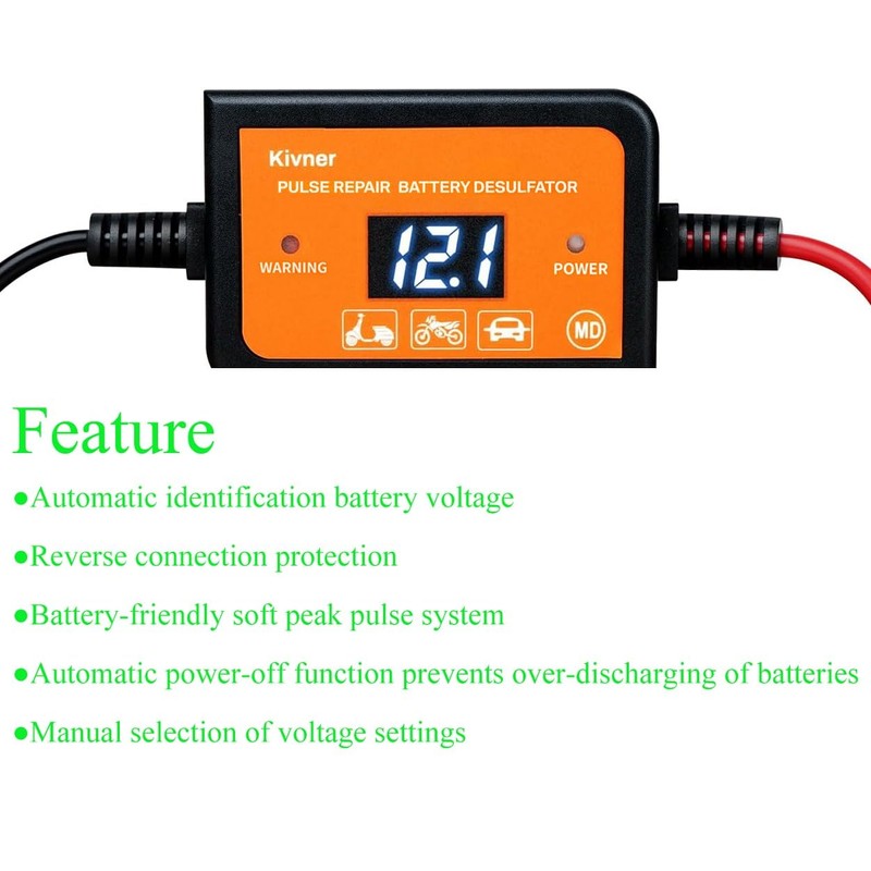 400AH Lead-Acid Battery Desulfator Battery Maintainer Auto-Setting for 12V-48V Auto