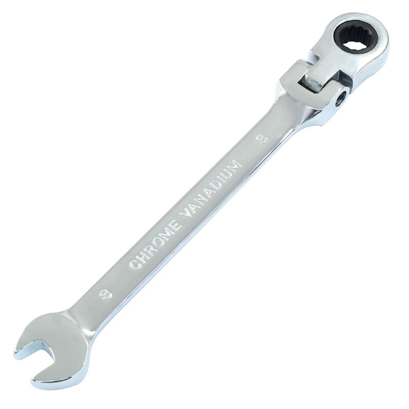 Hordion 8mm Ratcheting Combination Wrench, 12 Point 72-Tooth Flex Head