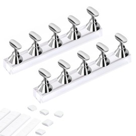 Etercycle Etercycle Acrylic Nail Display Stand DIY Nail Crystal Holder Magnetic Practice Stands with Reusable Adhesive Putty Clay for False Nail Tip Manicure Tool (2 Sliver)
