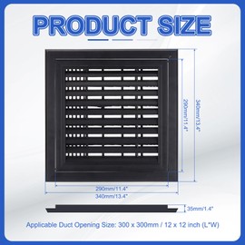 PATIKIL 12x12 Inch Plastic Ventilation Grille, Return Air Vent Cover Removable Vent Filter Grilles with Built-in Mesh Screen for Wall or Ceiling HVAC Vents, Black