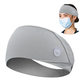 ABAMERICA Headbands with Button for Mask, Wide Nurses Headbands Non Slip Elastic Ear Protection for Women Men Doctors Sweatband Headband