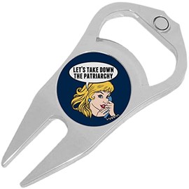 NewCharms Let's Take Down The Patriarchy Golf Ball Marker Divot Repair Tool Bottle Opener