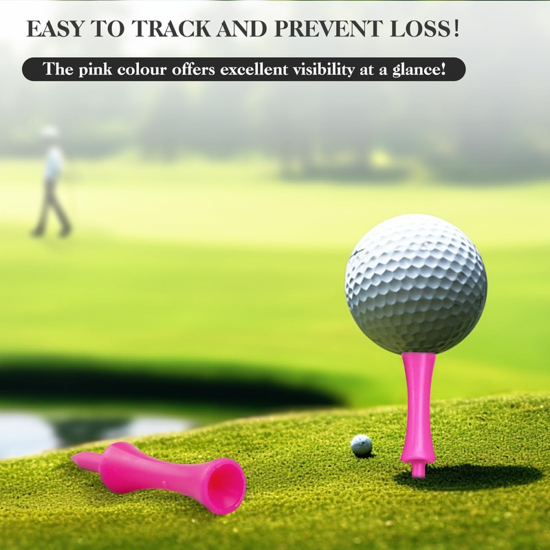 LTMMC 50PCS Pink Golf Tees Plastic, 57mm Long Golf Tees,