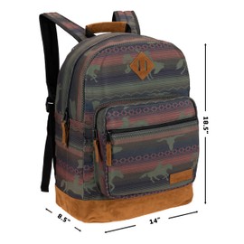 Wrangler Yellowstone Western-Style Backpack Coated Canvas Water Resistant Casual Daypack for Travel, Class, Everyday Use with Padded Laptop Notebook Sleeve (Motif Stripe)