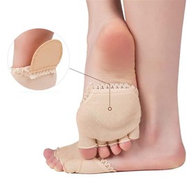 PriceXes 1 par de calcetines de encaje con cinco dedos, calcetines invisibles de media punta para tacones altos/zapatos planos/zapatos informales