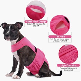 PUMYPOREITY Reusable Female Dog Diaper, Adjustable Stretchy Pantie with Suspender, Escape-Proof Anti-Harassment Underwear for Heat Cycle, Incontinence, Puppy Training, Senior Canine, XL, Pink