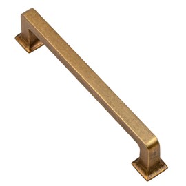 Alzassbg 10 Pack Antique Brass Cabinet Pulls, 5 Inch(128mm) Hole Centers Cabinet Handles Square Kitchen Hardware for Cabinets AL3046AE