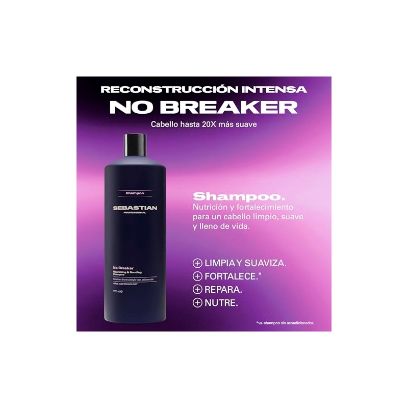 Sebastian Professional No Breaker Shampoo Reparador Sin Parabenos, Vegano