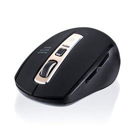 Sanwa Direct 400-MA125BK Bluetooth Mouse, Quiet, 5 Buttons, Back/Forward Buttons, Compatible with Windows, Mac, Android, 3DPI Switching (800/1200/1600), Bluetooth 5.0, Black & Gold