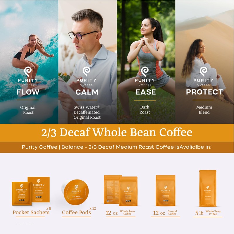 Purity Coffee BALANCE 2/3 Decaf Medium Roast Whole Bean Coffee