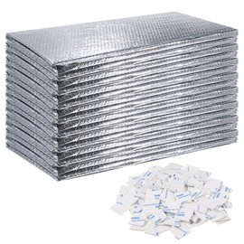 Garage Door Insulation Set Double Bubble Insulation Panels Reflective Aluminum Radiant Barrier Thermal Insulation Shield with Adhesive Tape for Garage Greenhouse Attics Walls (16 Pcs, 24 x 48 Inch)