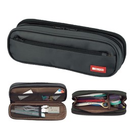 Lihit Lab A7557-24 2-Way Pen Case, Double, Black