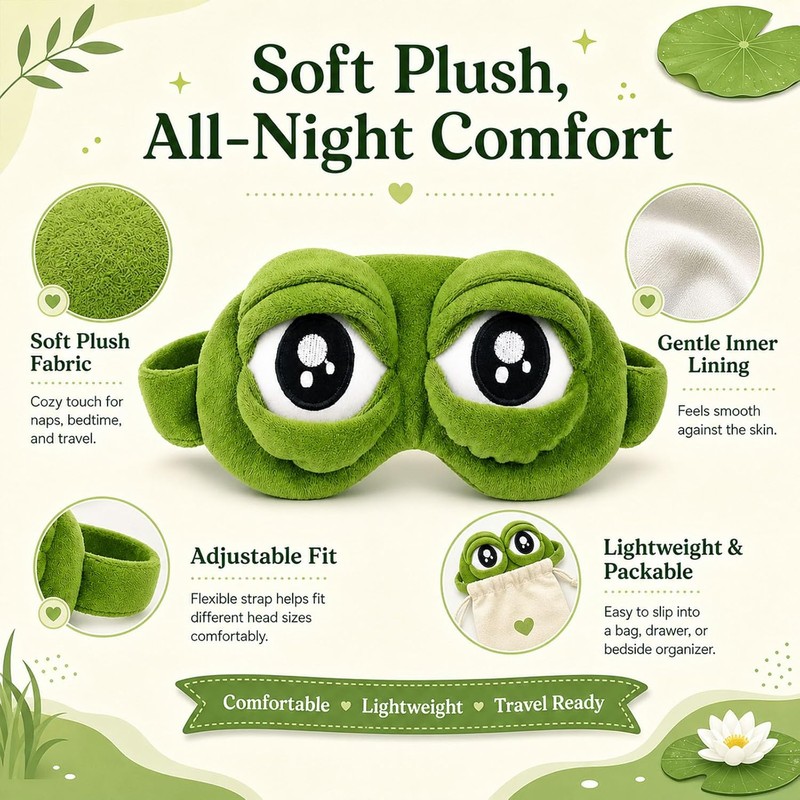 2026 New 3D Frog Sleep Mask, Funny Frog Eye Mask,