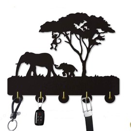 Elephant Animal Hooks Key Hooks Wild Animal Modern Coat Rack Home Decoration Black Heavty Duty 5Lb (Elephant)