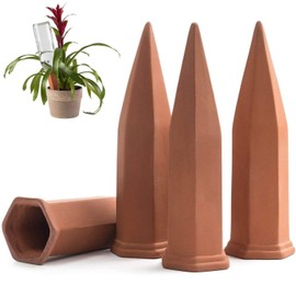 Plant Self-Watering Stakes for Indoor Outdoor Plants (4 Count) Terracotta Plant Watering Spikes for Recycled Wine Bottles to Water Plant at Home or on Vacation - Automatic Irrigation System for Plants