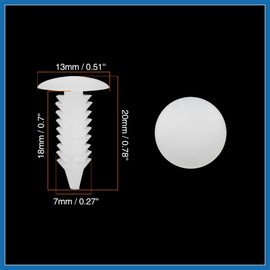 A ABSOPRO 30 Stück Formclips Bolzen Nieten 7mm Loch Durchm. Kunststoff Weiß für Auto Artikelaustausch