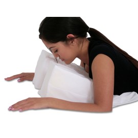 Face Down Stomach Sleeper Foam Wedge Pillow (29" x 14" x 2.5" : 6" Rise) – Orthopedic Grade Foam – Easy-Care Machine Washable Cotton Pillow Cover – Post Surgery and Specialty Pillow – Bed Wedge, White